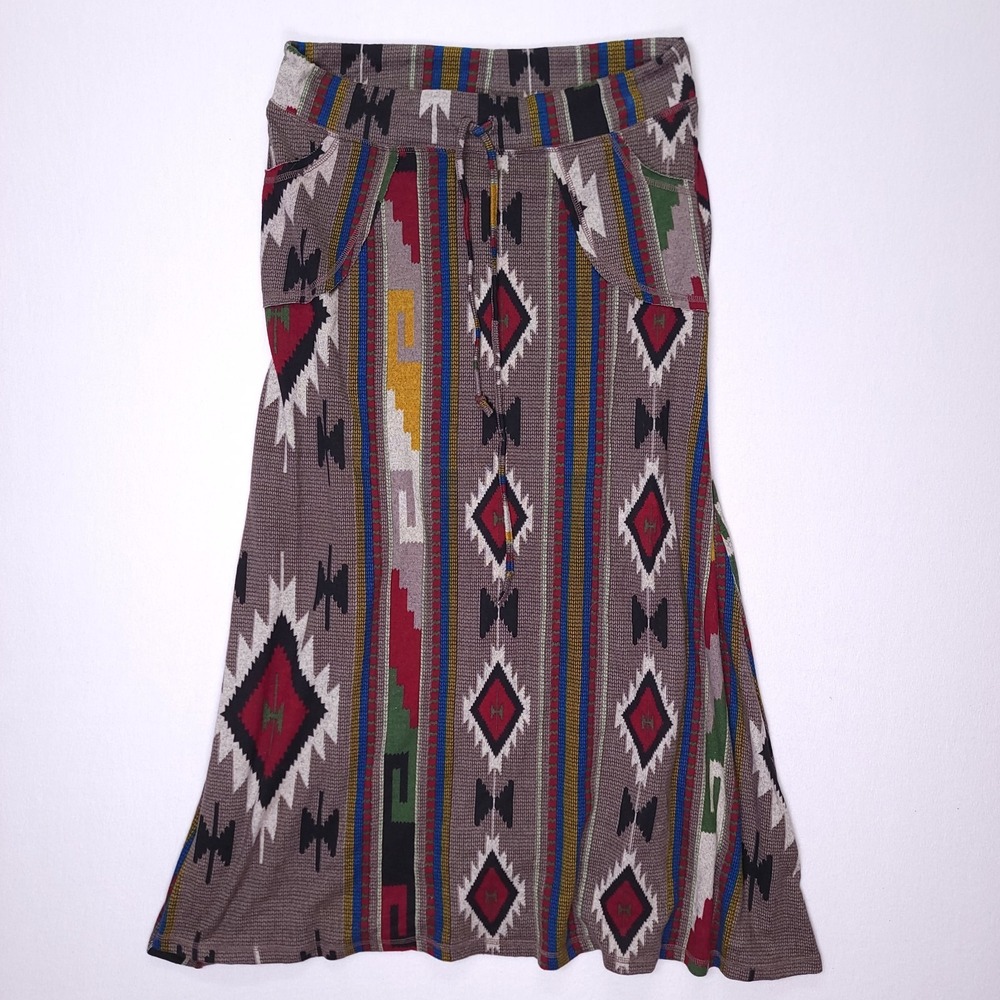 Coin 1804 Maxi Skirt Knit Aztec‎ Tribal Southwestern Women's XL